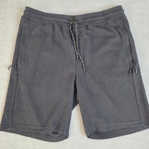 Nova Industries Textured Shorts Mens Large Black BKE Waffle Knit Zipper Pockets
